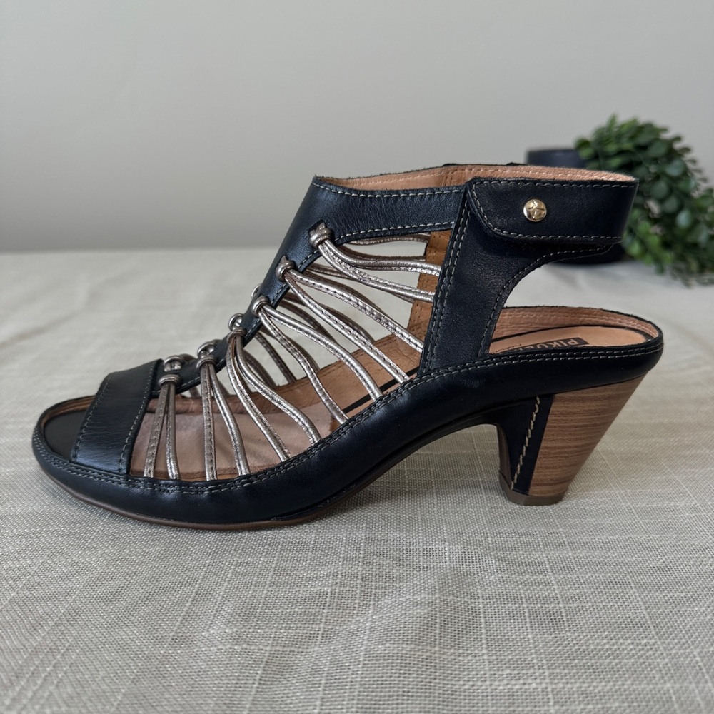 Pikolinos Java Gladiator Sandals Black Silver Met… - image 5